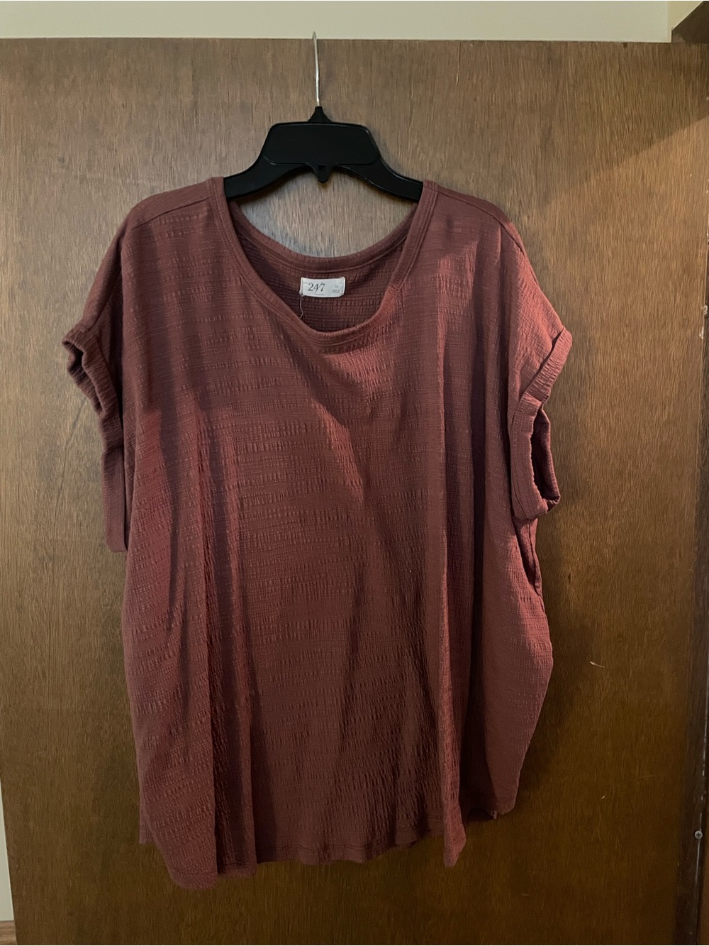 247 Textured Short Sleeve Tunic in Rust